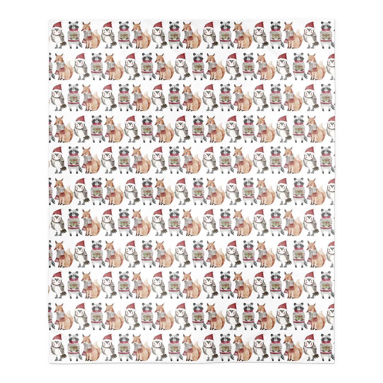 Christmas Woodland Characters 50" x 60" Sherpa Fleece Blanket